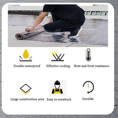 Hella Weatherproof Roof Protector Underlayment Roll loaded with solid bitumen waterproofing membrane during installation on roof.