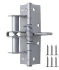 Heavy Duty Self Closing Spring Hinges For Doors And Gates No Brainer Install And Smooth Auto Close For Home And Commercial Use Sturdy Steel Construction Built To Last Reliable Hinged Hardware. Steel self-closing door hinge with screws, front view