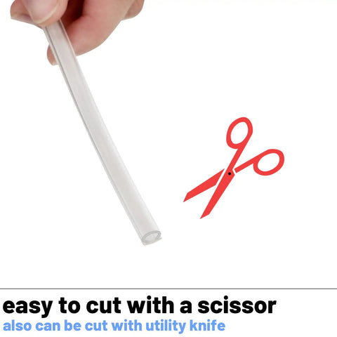 Pro Grade Shower Door Strip Seals For Glass Panels 7/32 By 98.4 Inch Rolls with scissors for easy DIY cutting.