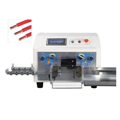 Fully Automatic Cnc Wire Stripper And Cutting Machine For Electronic Core Cable with control panel and wire feed mechanism.