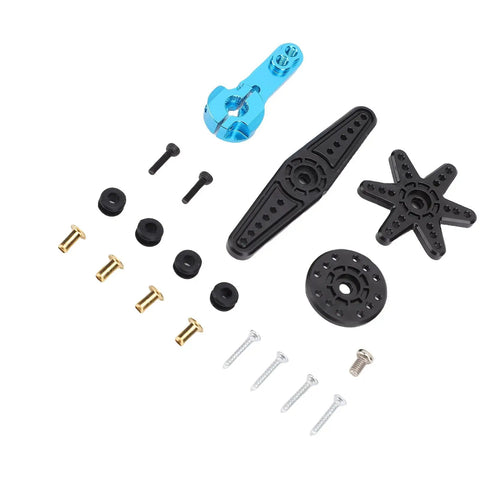 Heavy Duty 35 Kilogram Digital Servo Motor With Legit Steel Gears And An Aluminum Housing For One Ten Scale RC Builds showing included components and assembly parts.