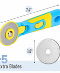 45mm Rotary Cutter Kit With One Extra Blade, Ergonomic Handle, A Real Workhorse With Ultra Sharp Steel Blades For Precise Fabric, Scrapbooking And Craft Cutting, Easy Grip, Smooth Cuts, Great For Quilting And DIY Projects, 45mm rotary cutter with 5 extra blades shown
