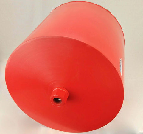 Red steel 18-inch diamond wet core drill barrel with 1-1/4in threaded end for concrete and masonry coring
