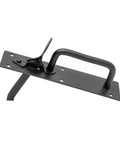 Darn Good Black Iron Thumb Latch For Garden Gates And Fences Seven Inch Tall With Heavy Duty Powder Coating Rust Resistant Finish Includes Every Mounting Screw Pack Of Ten Built Tough As Nails showing flat side view.