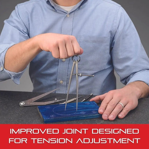 Caliper With High Grade Steel Legs And Improved Joint Design For Tension Adjustment 12 Inch flat leg style in use on a table