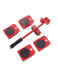 Heavy Duty Furniture Movers With Wheels And Glide Pads 300 Lbs Capacity Lever Lift Tool Set with red sliding pads and lever.