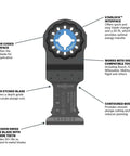 Starlock Carbide Plunge Cut Blade 1-1/4 In 10-Pack For Oscillating Multi-Tools detailed view with interface and branding