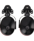 Heavy Duty Hard Hat Earmuffs With Plush Padded Cushions To Crush Loud Racket On The Job Site Adjustable Clips Fit Any Standard Construction Helmet Made From Tough ABS Plastic For All Day Grind, showing attached earmuff design.