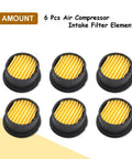 Six Pack Air Compressor Silencer Filter Replacement Elements For Oil Free Silencers Fits Most Oil Less Units Keeps Your Tool Quiet And Running Smooth 59 By 50 By 24 Mm Each 22 Grams, six pleated filter elements