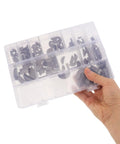 Pro 164 Pieces Woodruff Keyway Assortment Kit Built From Heavy Duty Carbon Steel Half Moon Keys Spanning 2 To 10 mm With Storage Box Great For Motorcycle Engines And Mechanical Projects Needing Solid Semicircle Parts For Fast Fixes., plastic storage box with assorted carbon steel Woodruff keys, hand holding box