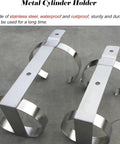 Stainless steel Wall Mounted Oxygen Tank Holder Rack for 11.5, 14, and 14.5 inch cylinders with visible mounting holes