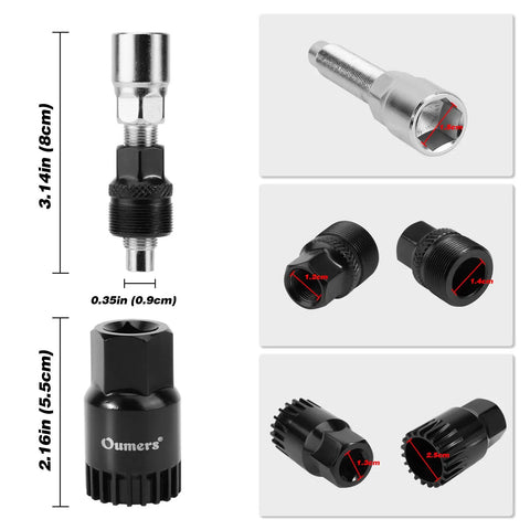 Bike Crank Puller Tool Set With Bottom Bracket Remover And Allen Key Wrench Square Head And Auxiliary Wrench Bicycle Extractor
