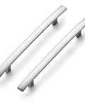 Two 30 Pack Brushed Nickel Five Bar Curved Cabinet Pulls Arch Handles For Kitchen Cabinets, Six Inch Overall Length, shown at different angles.