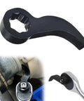 Three Eighths Inch Crowbar Adapter Head For Tight Spaces Heavy Duty Pry Bar Wrench Adapter displayed with wrench in use