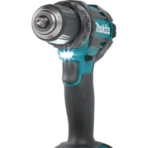 Workhorse Compact Cordless Driver Drill Kit Featuring Slick 18V Lithium Ion Power Half Inch Keyless Chuck And Pro Grade Torque Built For The Daily Grind close-up of drill chuck and LED light.