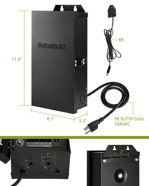 Dual Output 300W Low Voltage Landscape Transformer With Timer And Photocell Sensor Indoor Outdoor Light Power Pack