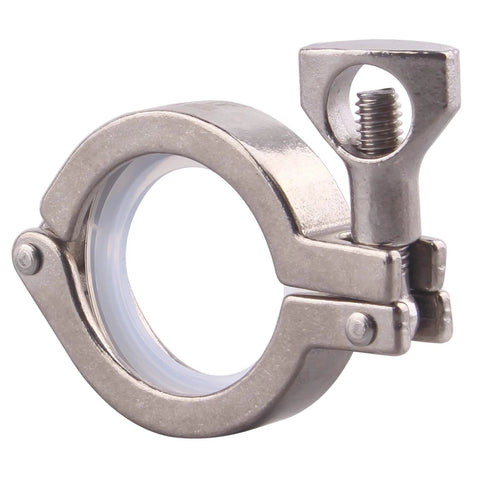 GOVALVE sanitary stainless steel tri-clamp with wing nut for 50.5mm ferrule; white silicone gasket