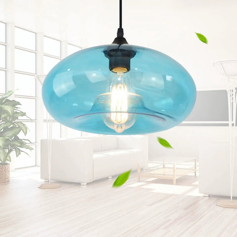 Industrial Onion Shaped Vintage Chandelier Pendant Light With Glass Cage In Light Blue E27 Ceiling Lamp For Home Cafe Or Bar 110 To 130V 28cm Diameter 14cm Height 1.2m Cable