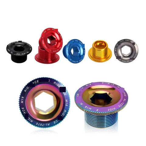 Aluminum Alloy Crank Arm Fixing Bolt And Crankset Nut For MTB Bikes CNC Machined Screw Cap Cover M18 M20 Black High Strength