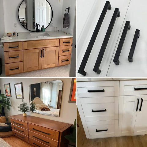 Matte Black Cabinet Pulls 20 Pack Square Drawer Pulls Stainless Steel Kitchen Cupboard Handles With 96 Mm Hole Centers