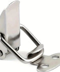 Close-up of a single latch from 8 Piece Spring Rod Latch Clip Set For Toolbox And Leather Box Doors, showing metal construction.