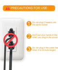 Precautions for Quick Heating Portable Immersion Water Heater With Stainless Steel Guard, safety instructions displayed
