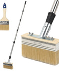 Long Handle Deck Stain Brush Set Pro Grade With 60 Inch Reach Includes 6 Inch Wide Stain Brush And 3 Inch Detail Paint Brushes