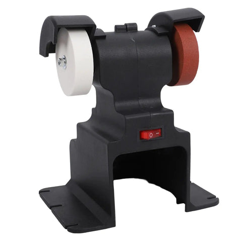 Pocket Sized Cordless Mini Bench Grinder With Killer Copper Motor For Sharpening Polishing And Diy Tasks legit battery powered machine in black.