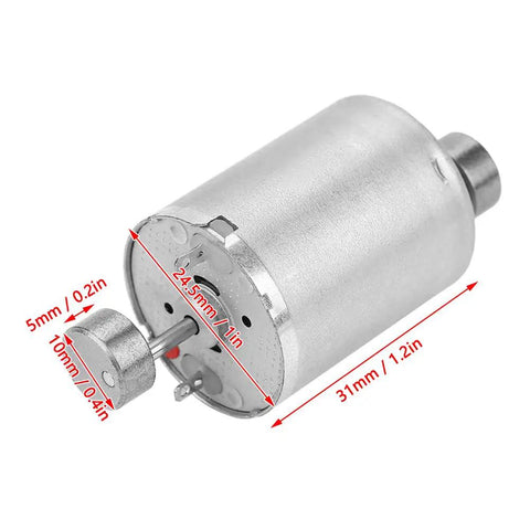 Dual Shaft 12V DC Vibration Motor With High Torque, showing size dimensions for DIY vibe devices and prototyping.
