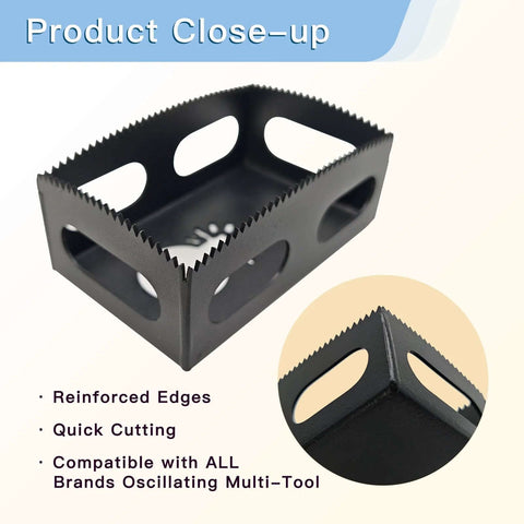 Square slot cutter for drywall outlets (2 pcs), hardened steel, fits Dewalt 20V & Milwaukee M18 oscillating tools