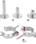 RITUIPIO 2-pack stainless steel wall/ceiling pipe supports with adjustable 30–60mm height and mounting hardware