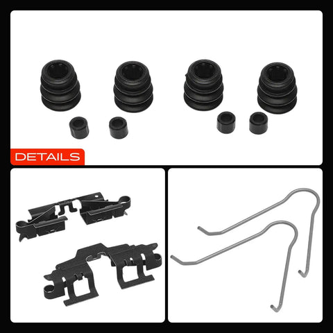 A-Premium Rear Disc Brake Hardware Kit Compatible With Toyota Prius 2010 To 2018 And Prius Plug-In 2012 To 2015 Smoothes Squeaks Stops Rattling Ensures Peaceful Sliding And Ultimate Stopping Power For Your Daily Ride, black rubber boots and metal clips