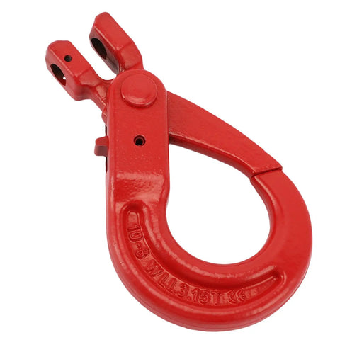 G80 Alloy Steel Clevis Slip Hook With Locking Pin, Heavy Duty 3.15 Ton Load Limit Safety Chain Hook shown in red