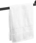 Composed 18 Inch Towel Bar Matte Black Built To Last, Durable Metal Bath Fixture with white towel hanging