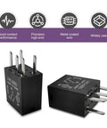 Hassle Free 2Pack Auto Fuel Pump Relays 12Volt 5Pin Direct Plug Power Switch 30Amp detailed view showing relay size and pin arrangement