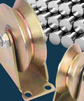 4 Inch V Shaped Pulley Wheel Heavy Duty Steel Cable Traction Block with Ball Bearing Guide for Wire Rope Ceiling Mounting