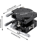 Workhorse 4 Axis Manual Linear Positioning Stage 90mm By 90mm Bearing Tuning Platform, precision inspection tool with measurements