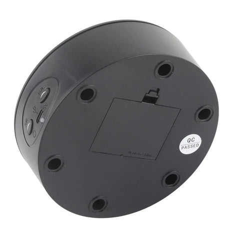 Smooth And Silent 360 Degree Rotating Display Stand base view showing USB and battery connections, designed for stability during use.