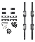 400mm Linear Guide Kit with two rails, four HGH15CA carriage blocks, four HG15 end stop blocks, screws, and tools displayed