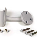 No Sweat 10 Ft Wall Mounted Aluminum Handrail In Gloss White With Returns mounting bracket and screws for ADA compliant installation.