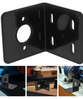 Heavy duty motor mounting bracket, L-shape, durable steel, multiple holes, adjustable, fits 775 gear motors, industrial use.