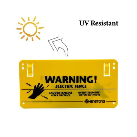 Electric Fence Warning Sign Set 4 Pack Yellow No Touching Safety Signs 9.5 By 4.7 Inches Durable Plastic UV Resistant