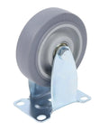 Set Of Four 4 Inch Grey Polyurethane Caster Wheels With Dual Bearings Heavy Duty Cart Casters Rated 1600 Lbs on metal bracket.