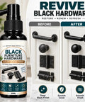 Cabinet Hardware Spray Paint, Quick-Dry Refinish for Knobs & Hinges, 50ml bottle with before and after cabinet hardware.