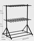 Sturdy Built Tough Heavy Duty Life Vest Organizer Rack With Smooth Rolling Swivel Wheels For Poolside Deck Storage Two Tier, black iron material, 120cm wide.