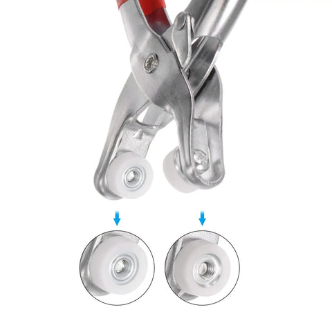 Universal Handheld Metal Snap Button Plier Kit For DIY Fabric Sewing Projects Pearl Snap Fasteners Tool with close-up view