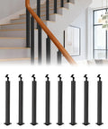Heavy Duty Matte Black Railing Post Featuring Knockout Holeless Ironwork With 270 Degree Angle Rotation Options And Dead Simple Screw Mounting Kit For Slick Interior Home Upgrades, showcased in modern interior.