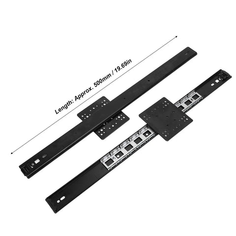 Heavy Duty Drawer Slides for Cabinets and Closets 1 Pair 20 Inch Long 35mm Wide 20kg Load Concealed Ball Bearing Sliding Rail for Quiet Smooth Cabinet Doors Pocket Doors TV Stands, 500mm black slide pair