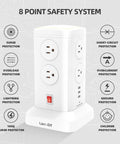 Power Strip Tower With Night Light For Home Or Office Dope Surge Protection 14 AC Outlets And 4 USB Ports Flat Plug 8 Safety Features