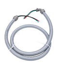 Pre Wired AC Whip Kit With Three Quarter Inch Flexible Liquid Tight Conduit Six Feet Long 8 AWG Copper Wire Three Conductor coiled in a bundle.